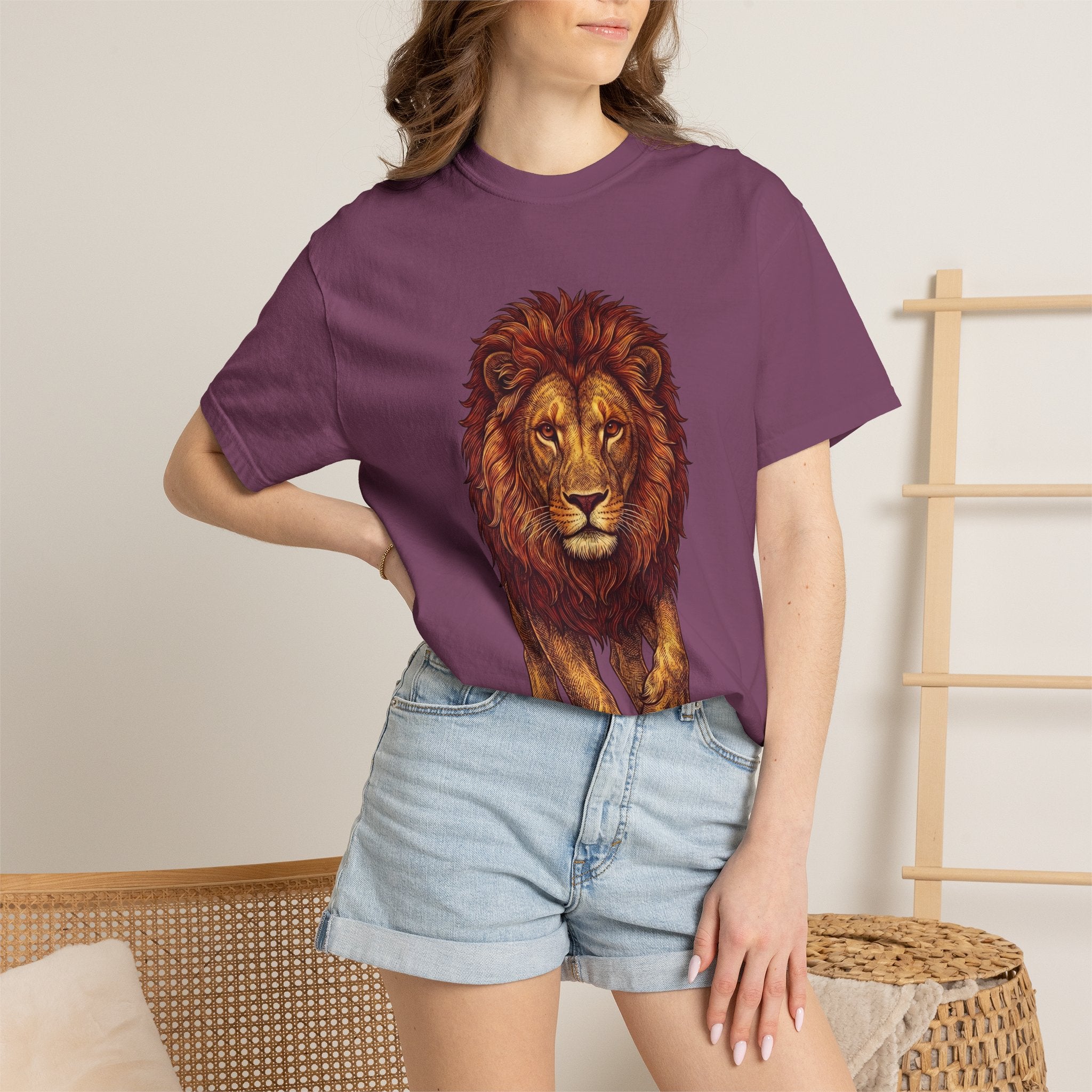 Lion Illustration T-Shirt — Majestic Walking Lion Graphic Tee