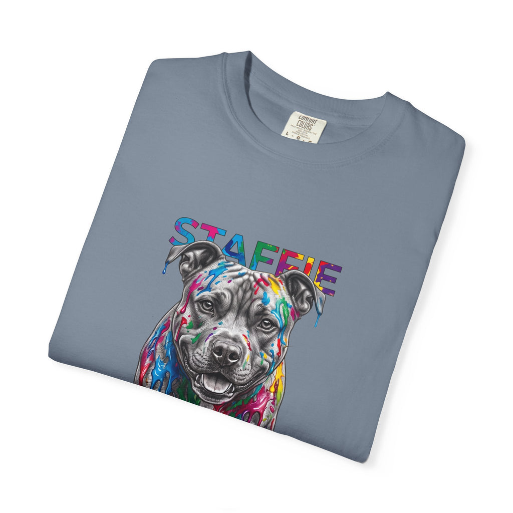 Colorful Pitbull Dog T‑Shirt — Vibrant Painted Dog Graphic Tee