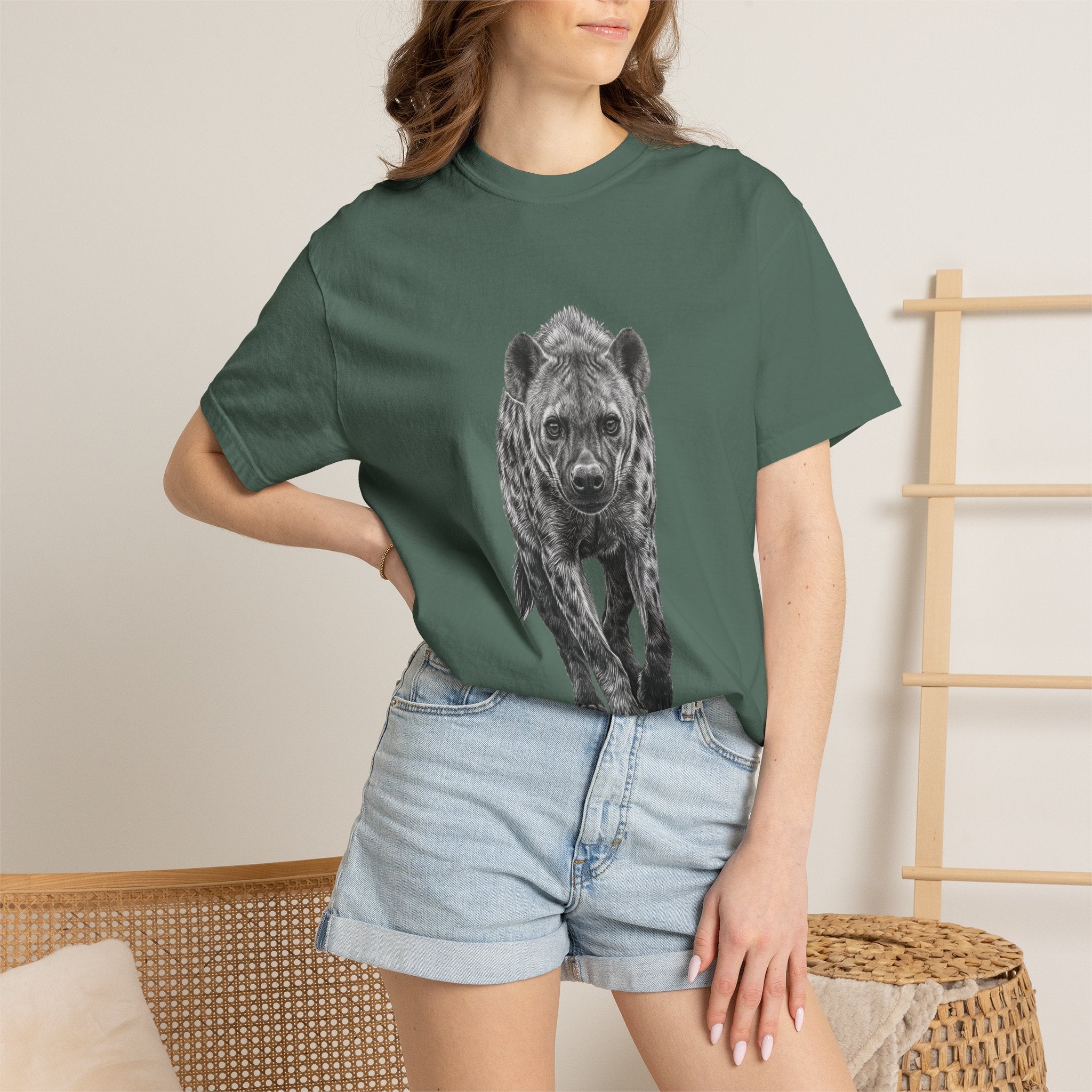 Hyena Graphic T-Shirt — Realistic Walking Hyena Print