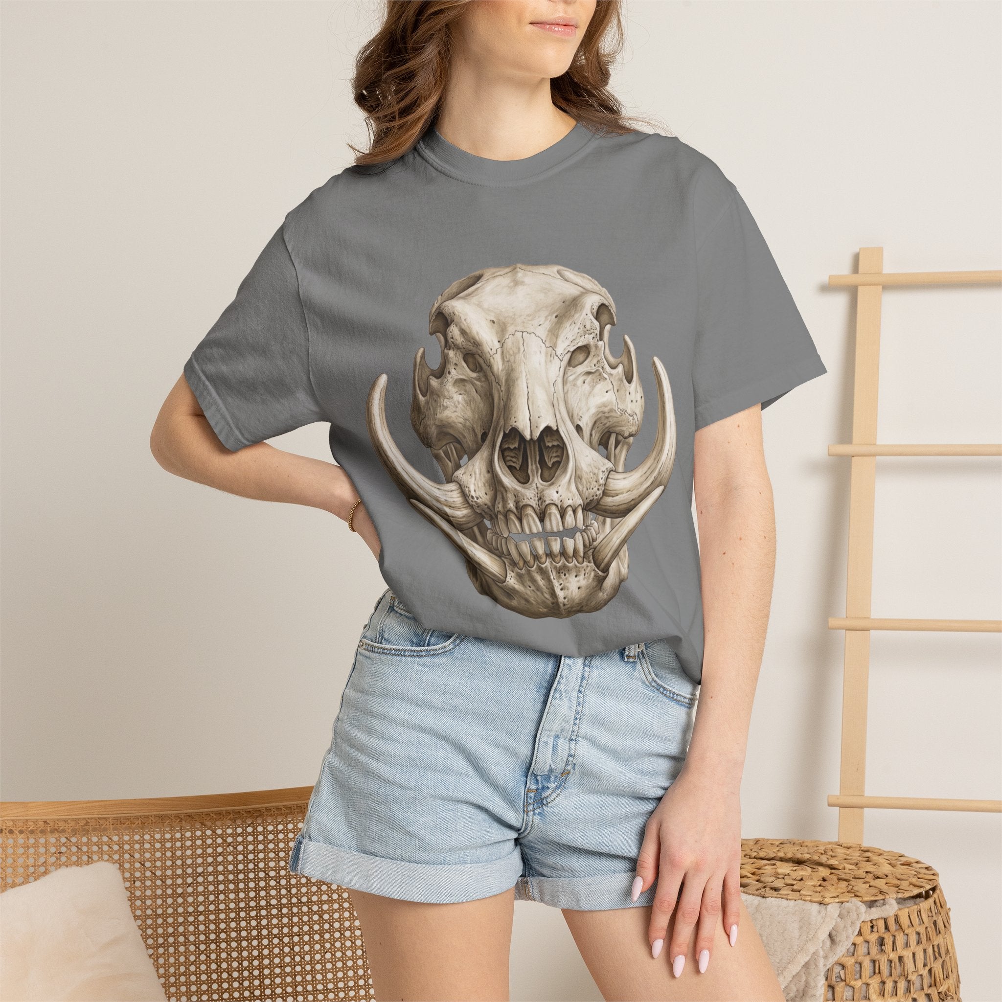 Boar Skull Graphic T-Shirt — Gothic Animal Skull Tee for Men & Women