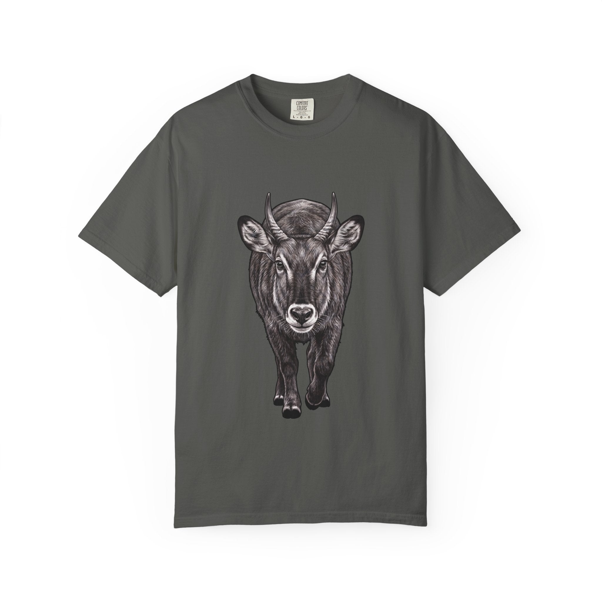 Waterbuck Bull Portrait T-Shirt — Realistic Walking Bull Graphic Tee
