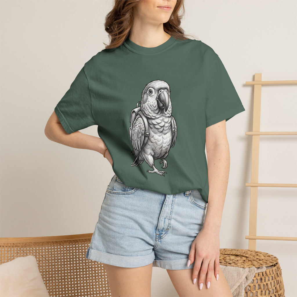African Grey Parrot T-Shirt — Realistic Bird Illustration Shirt