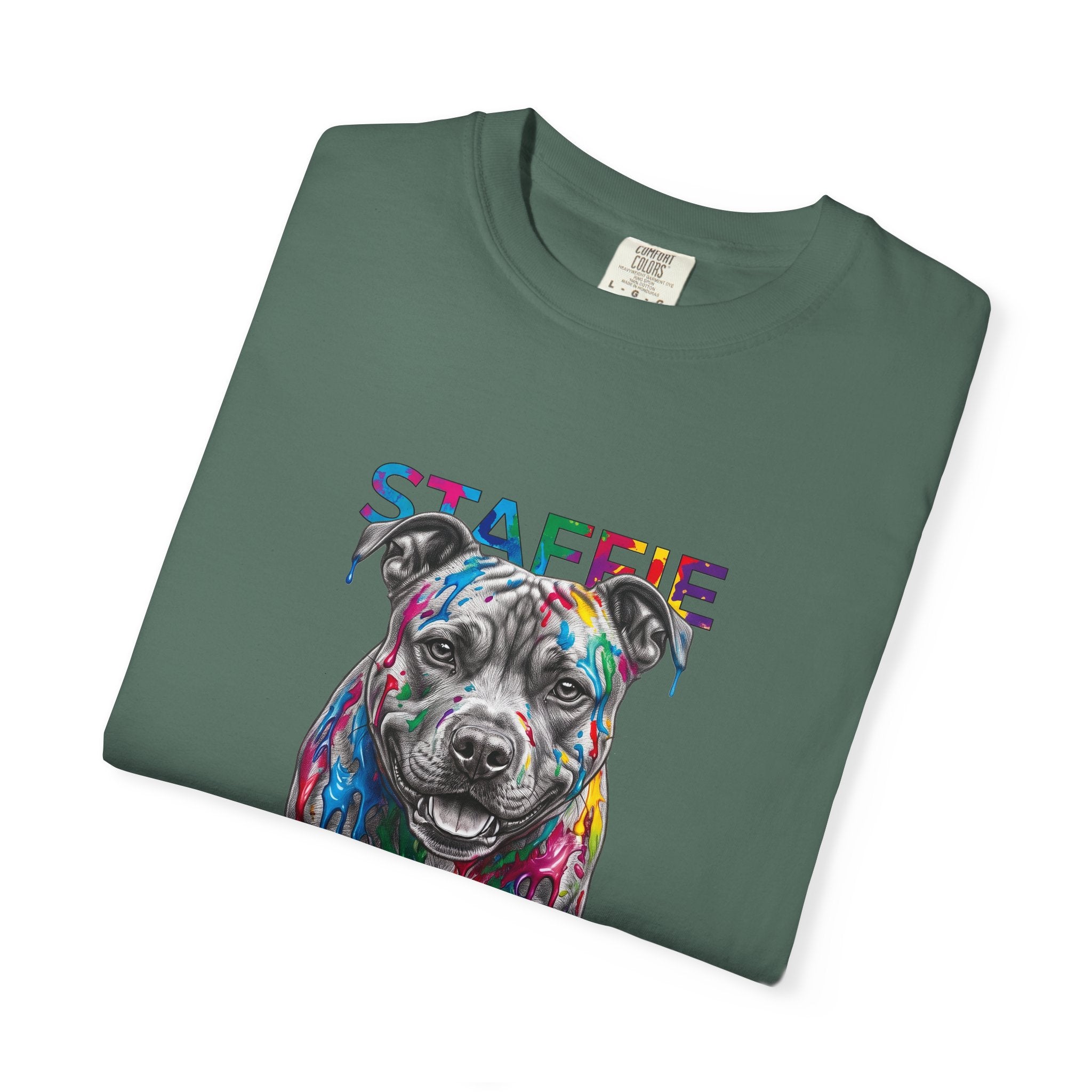 Colorful Pitbull Dog T‑Shirt — Vibrant Painted Dog Graphic Tee
