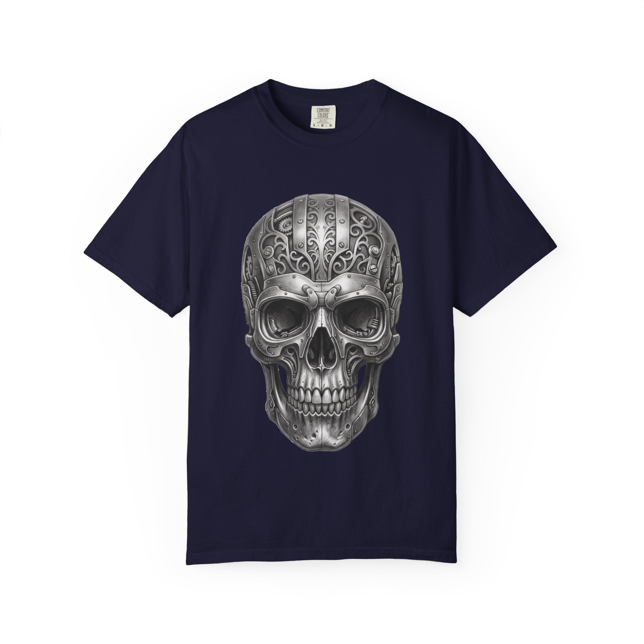 Ornate Silver Skull T-Shirt — Gothic Day of the Dead Style Shirt