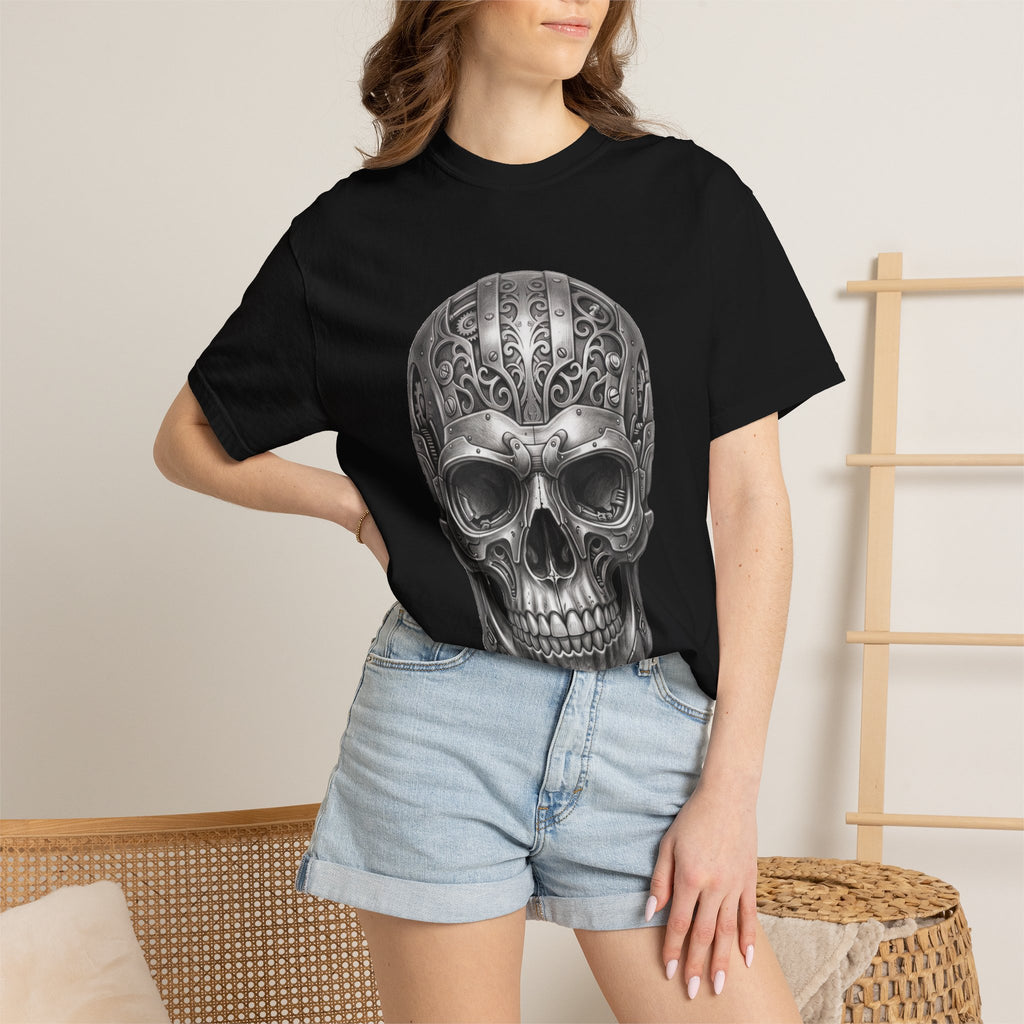 Ornate Silver Skull T-Shirt — Gothic Day of the Dead Style Shirt