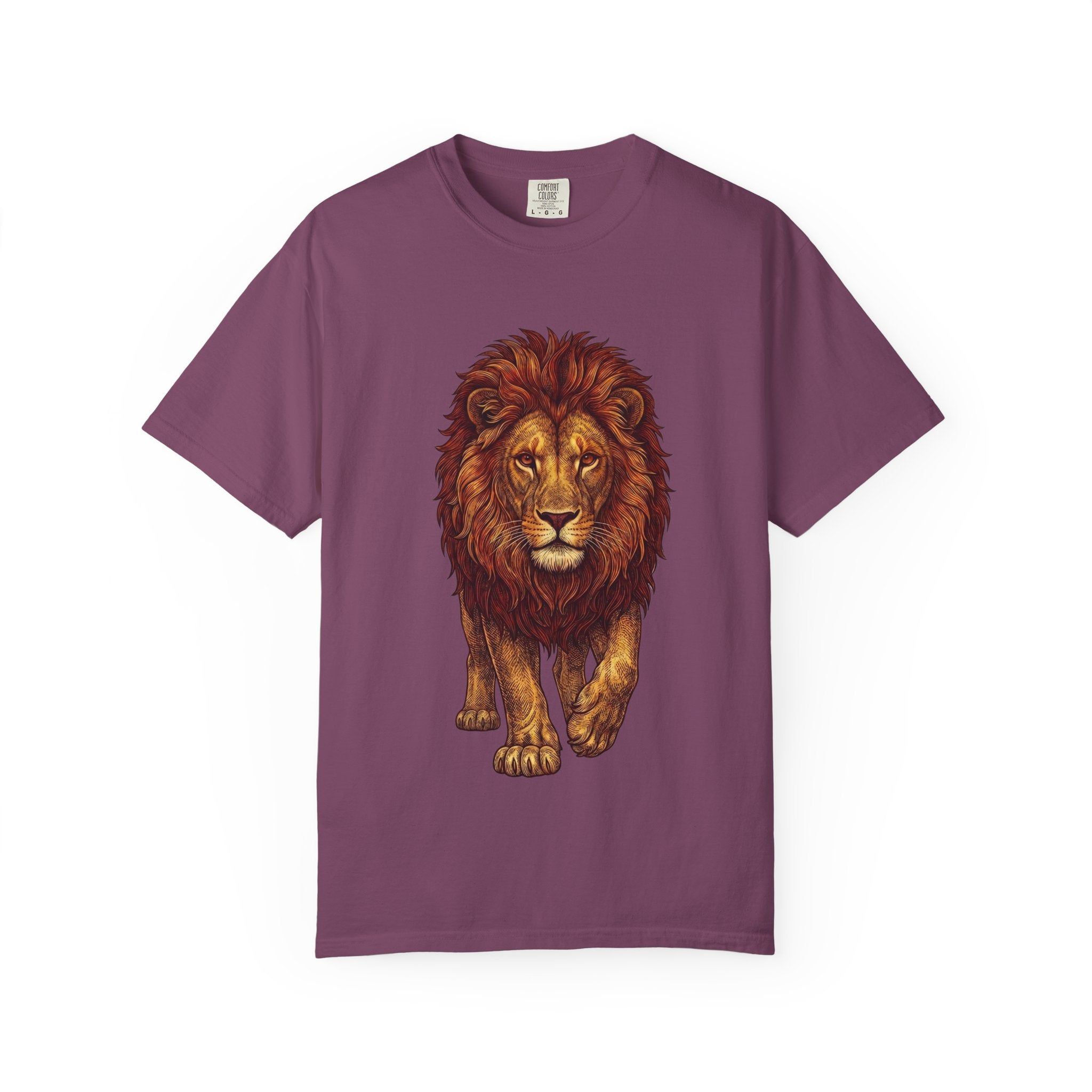 Lion Illustration T-Shirt — Majestic Walking Lion Graphic Tee