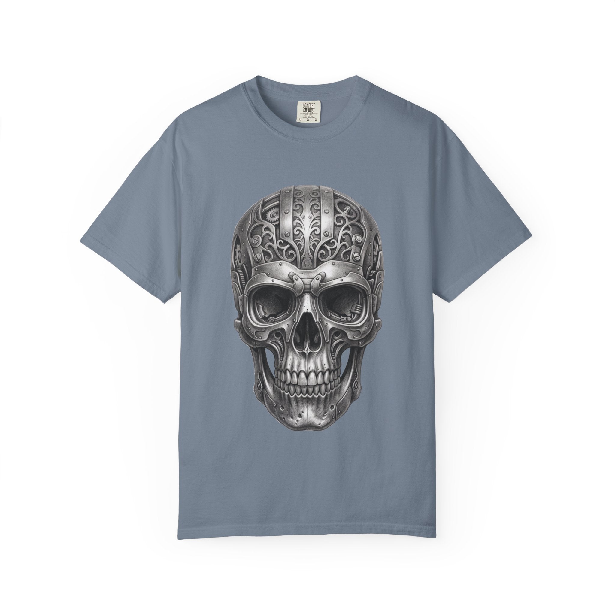Ornate Silver Skull T-Shirt — Gothic Day of the Dead Style Shirt