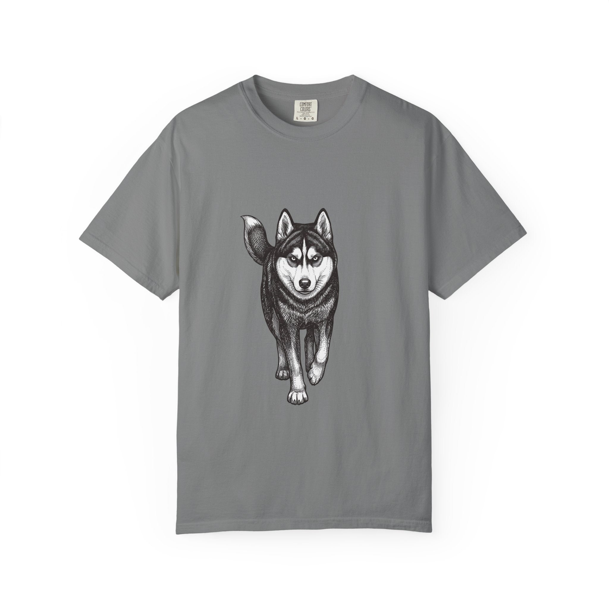 Husky Walk Graphic T-Shirt — Realistic Siberian Husky Illustration