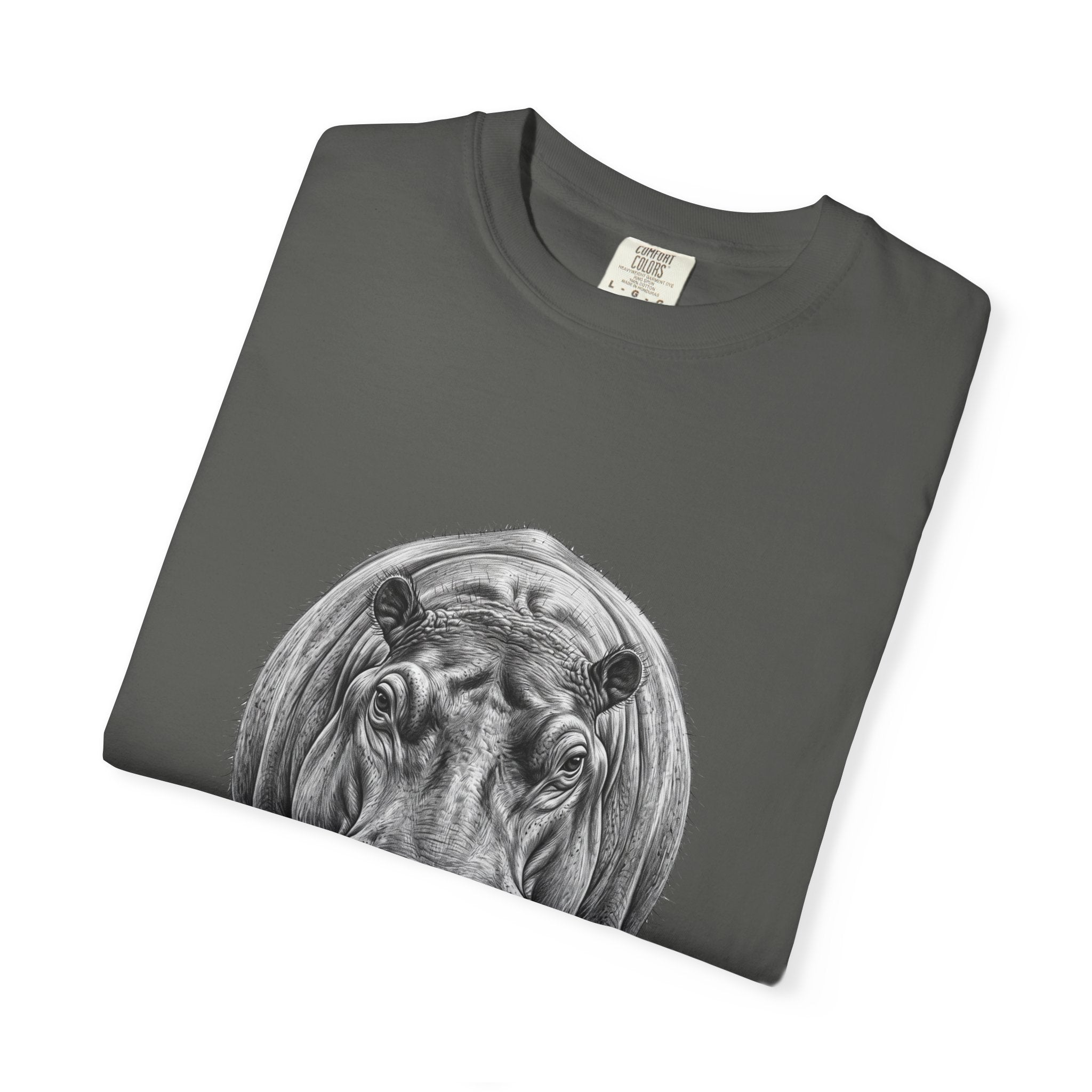 Hippo Front-Print T-Shirt — Realistic Hippo Graphic Tee