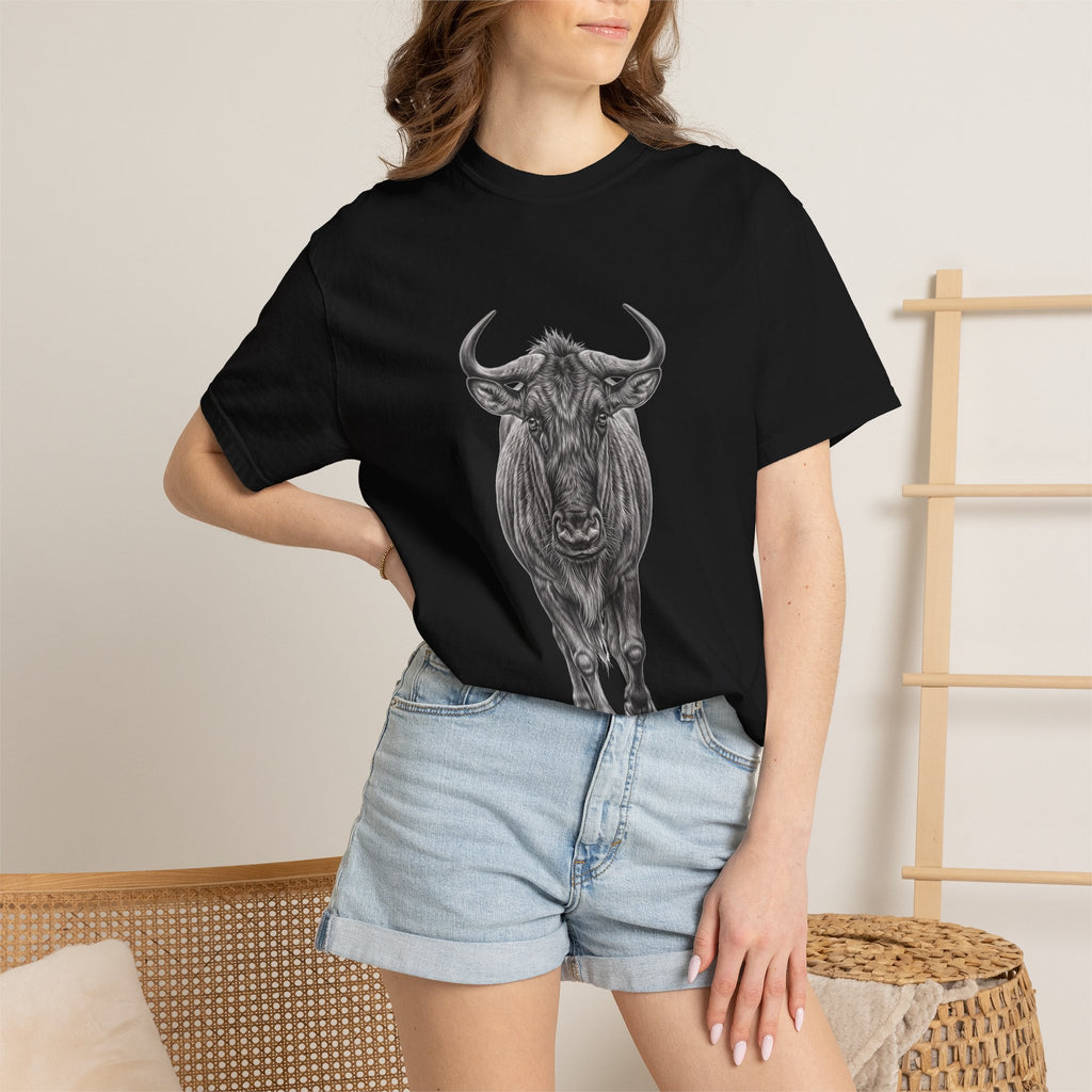 Wildebeest Illustration T-Shirt — Vintage Safari Animal Graphic Tee
