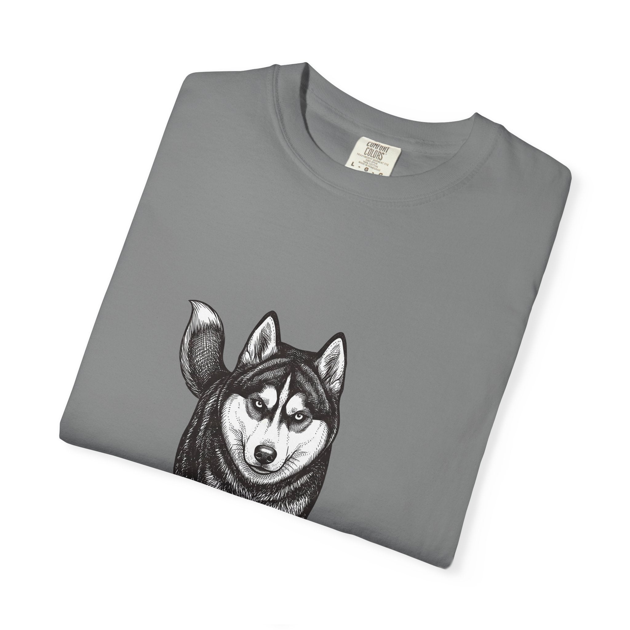 Husky Walk Graphic T-Shirt — Realistic Siberian Husky Illustration