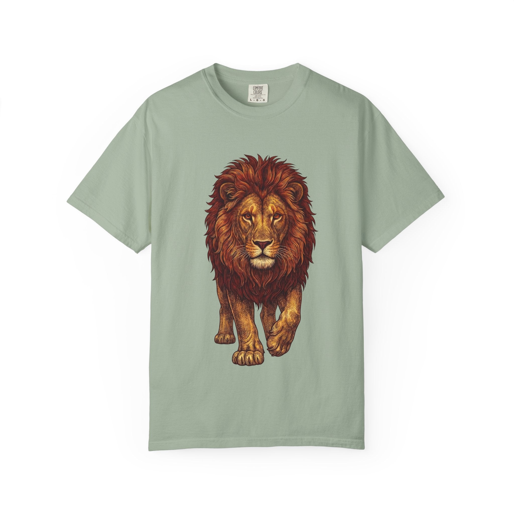 Lion Illustration T-Shirt — Majestic Walking Lion Graphic Tee