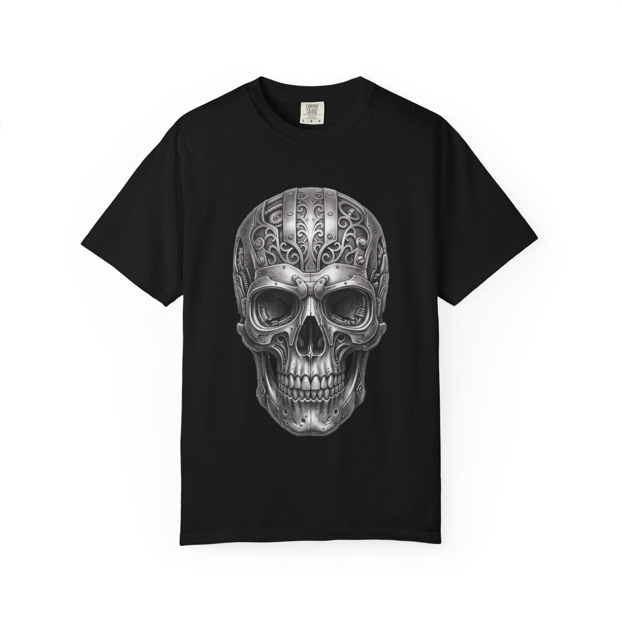 Ornate Silver Skull T-Shirt — Gothic Day of the Dead Style Shirt