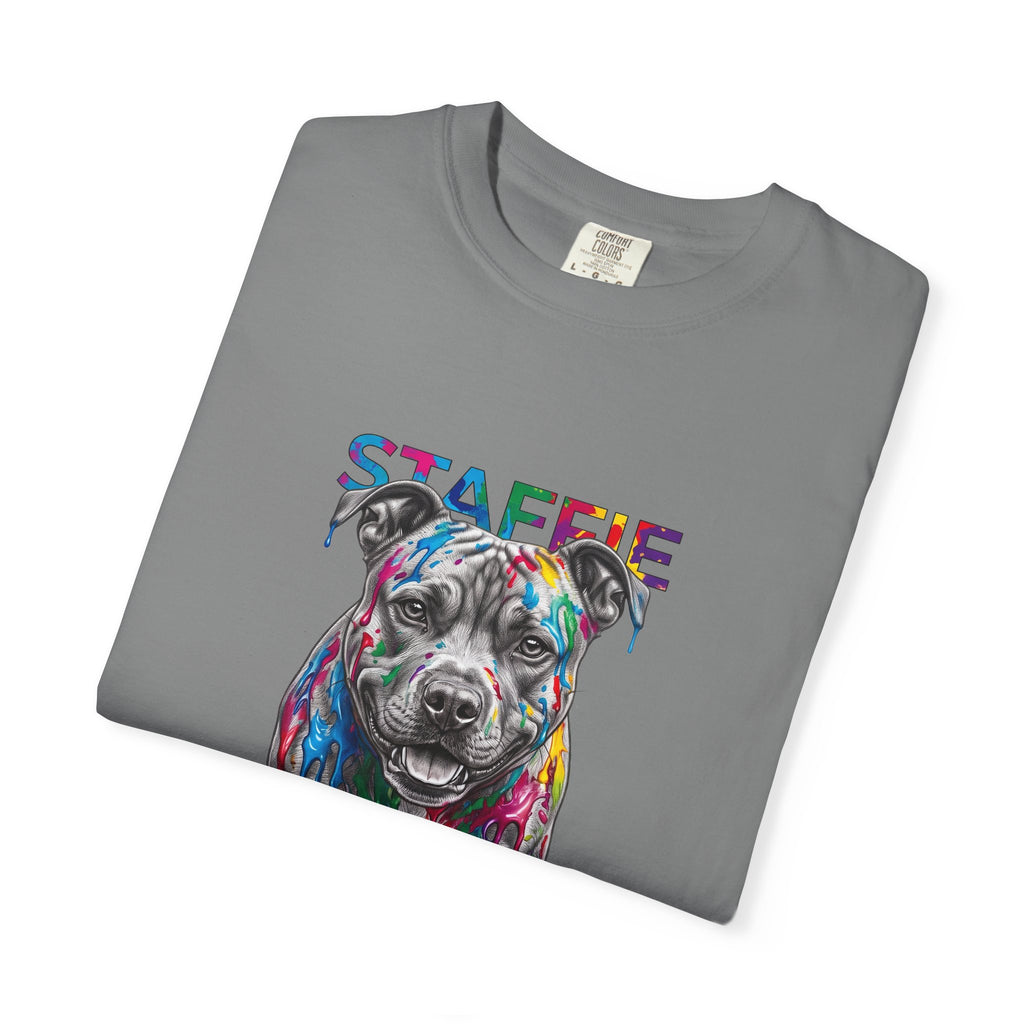 Colorful Pitbull Dog T‑Shirt — Vibrant Painted Dog Graphic Tee