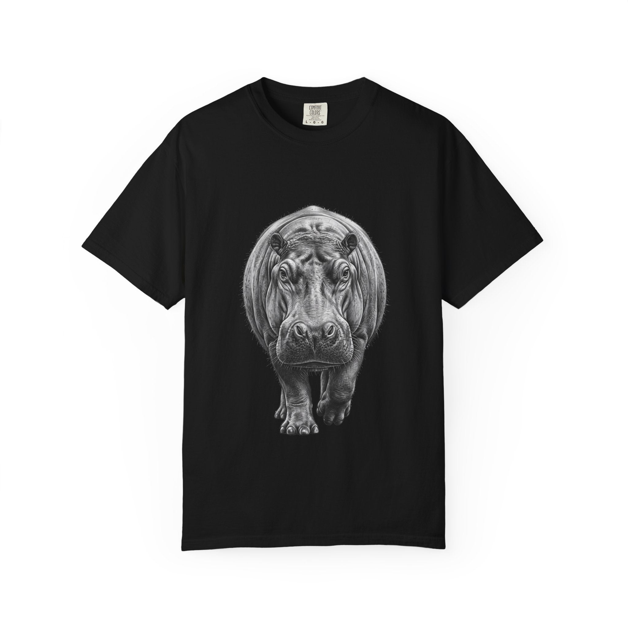 Hippo Front-Print T-Shirt — Realistic Hippo Graphic Tee