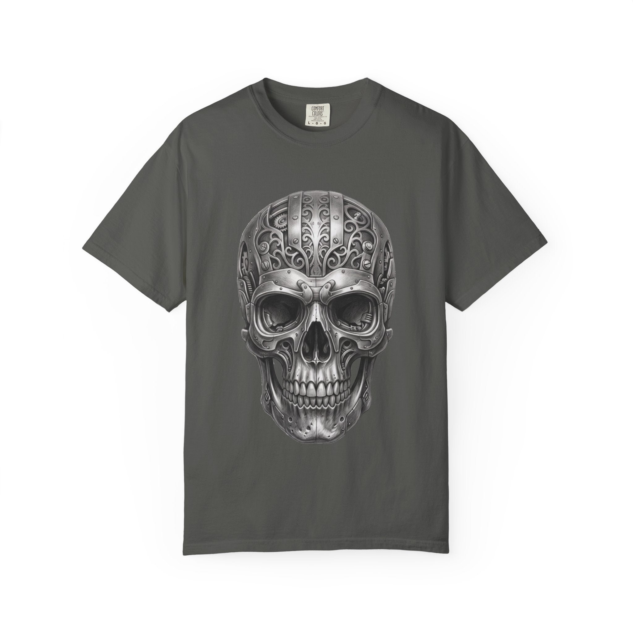 Ornate Silver Skull T-Shirt — Gothic Day of the Dead Style Shirt