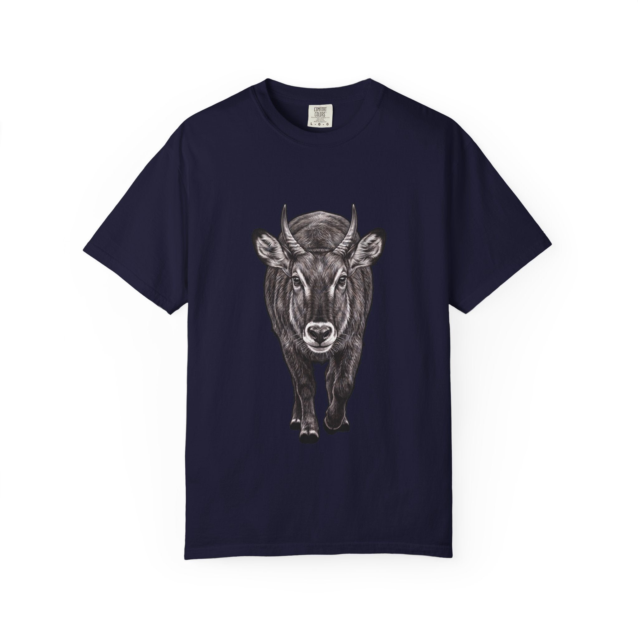 Waterbuck Bull Portrait T-Shirt — Realistic Walking Bull Graphic Tee