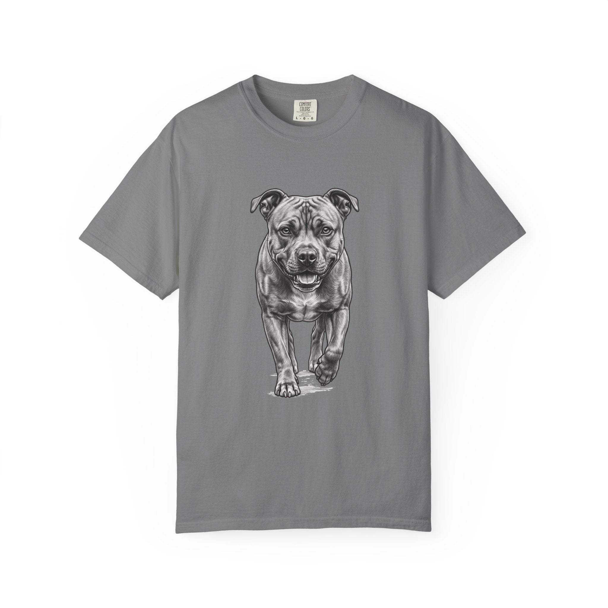 Pit Bull Portrait T‑Shirt — Realistic Running Dog Graphic Tee