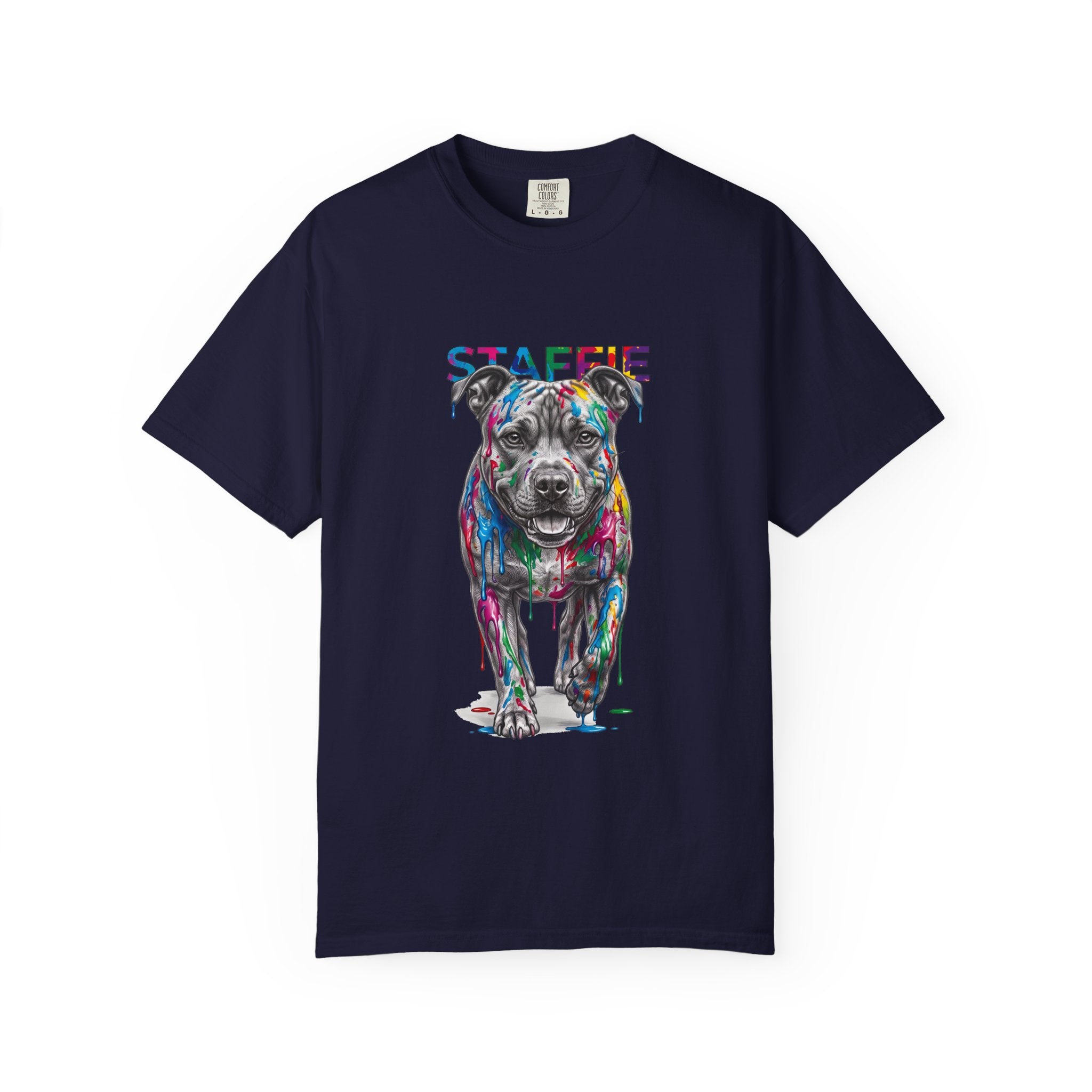 Colorful Pitbull Dog T‑Shirt — Vibrant Painted Dog Graphic Tee