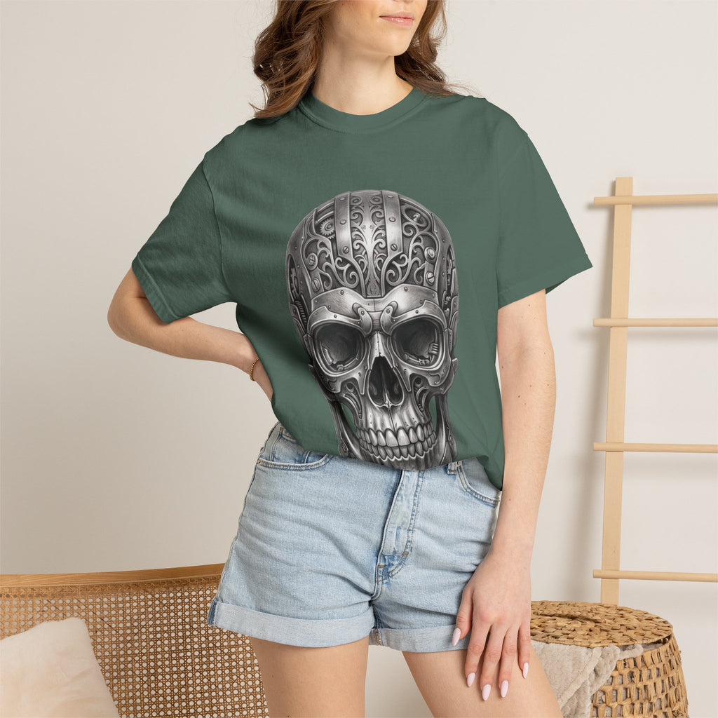 Ornate Silver Skull T-Shirt — Gothic Day of the Dead Style Shirt