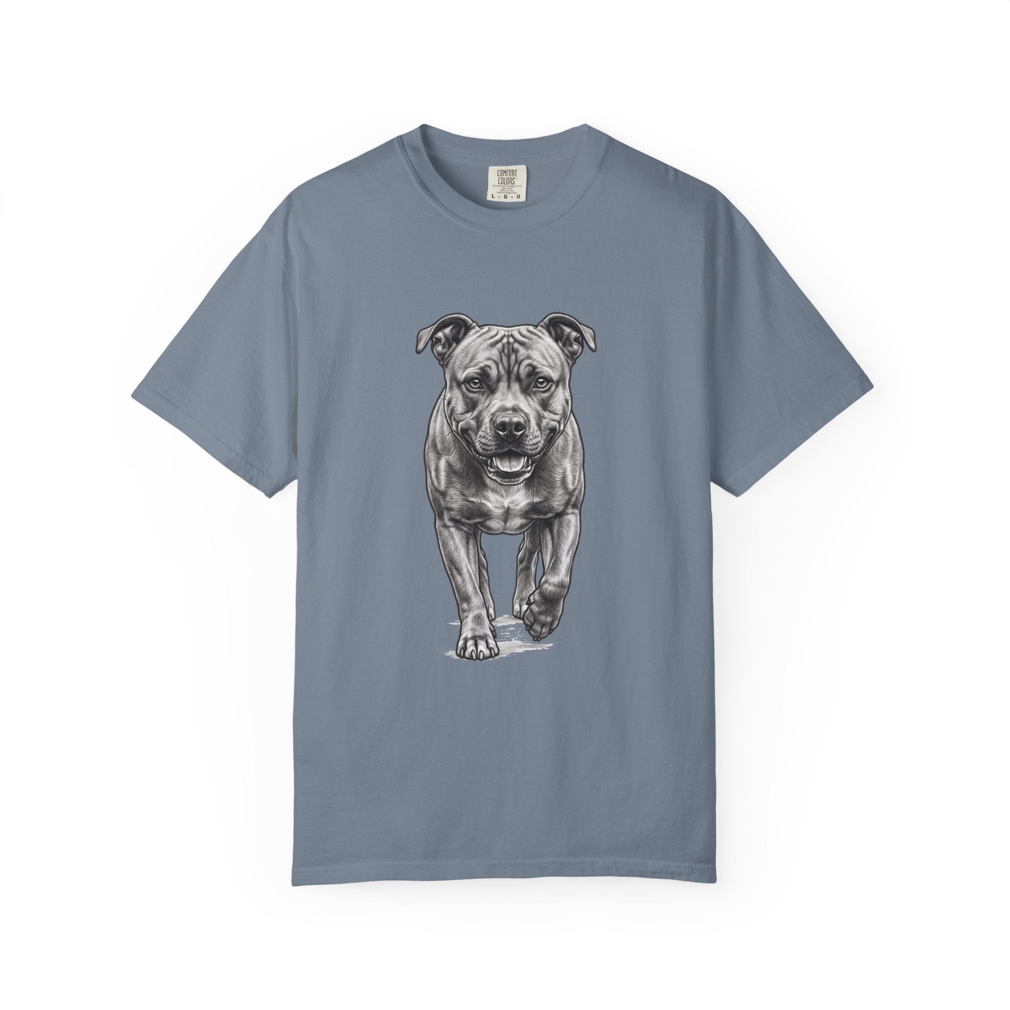Pit Bull Portrait T‑Shirt — Realistic Running Dog Graphic Tee