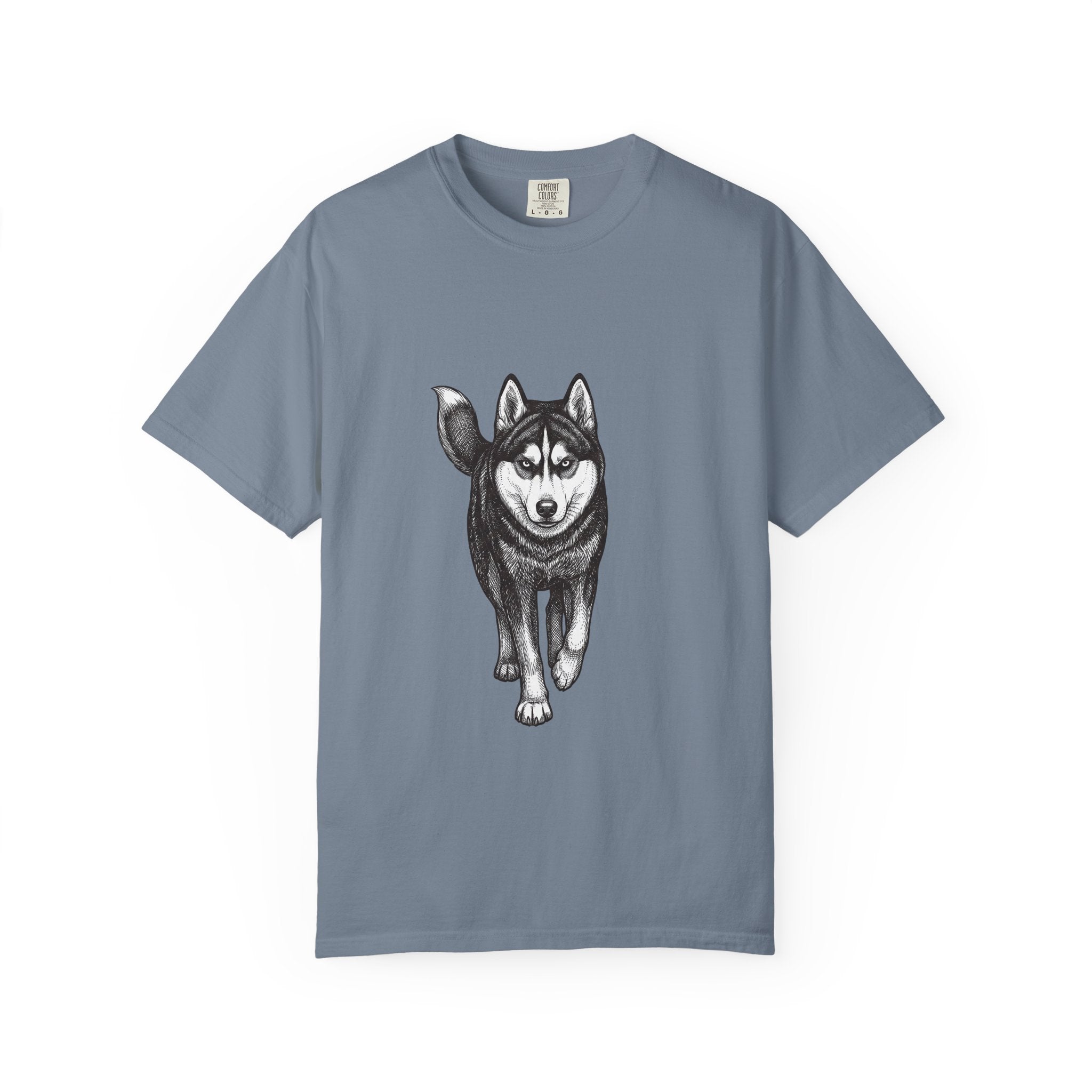 Husky Walk Graphic T-Shirt — Realistic Siberian Husky Illustration