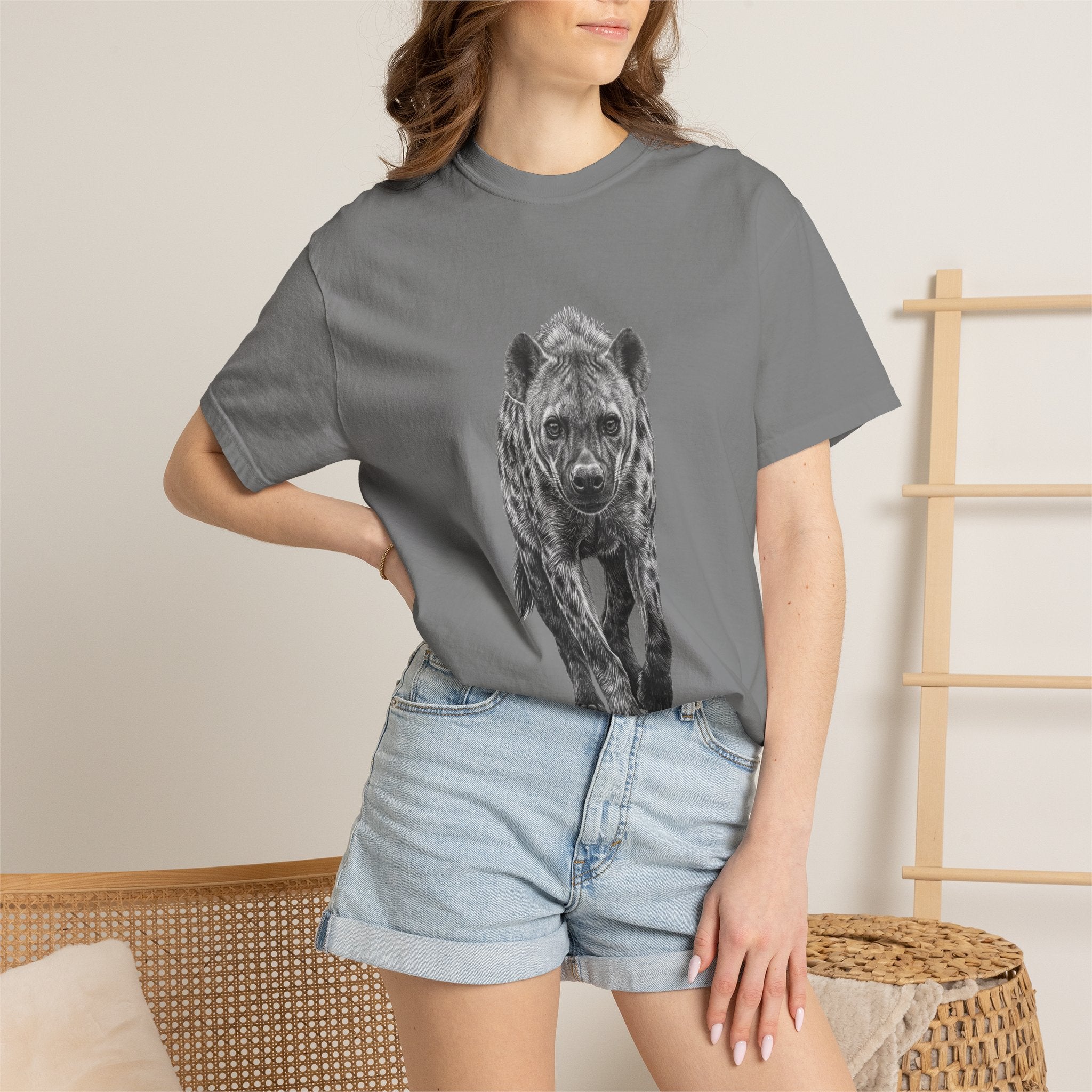 Hyena Graphic T-Shirt — Realistic Walking Hyena Print