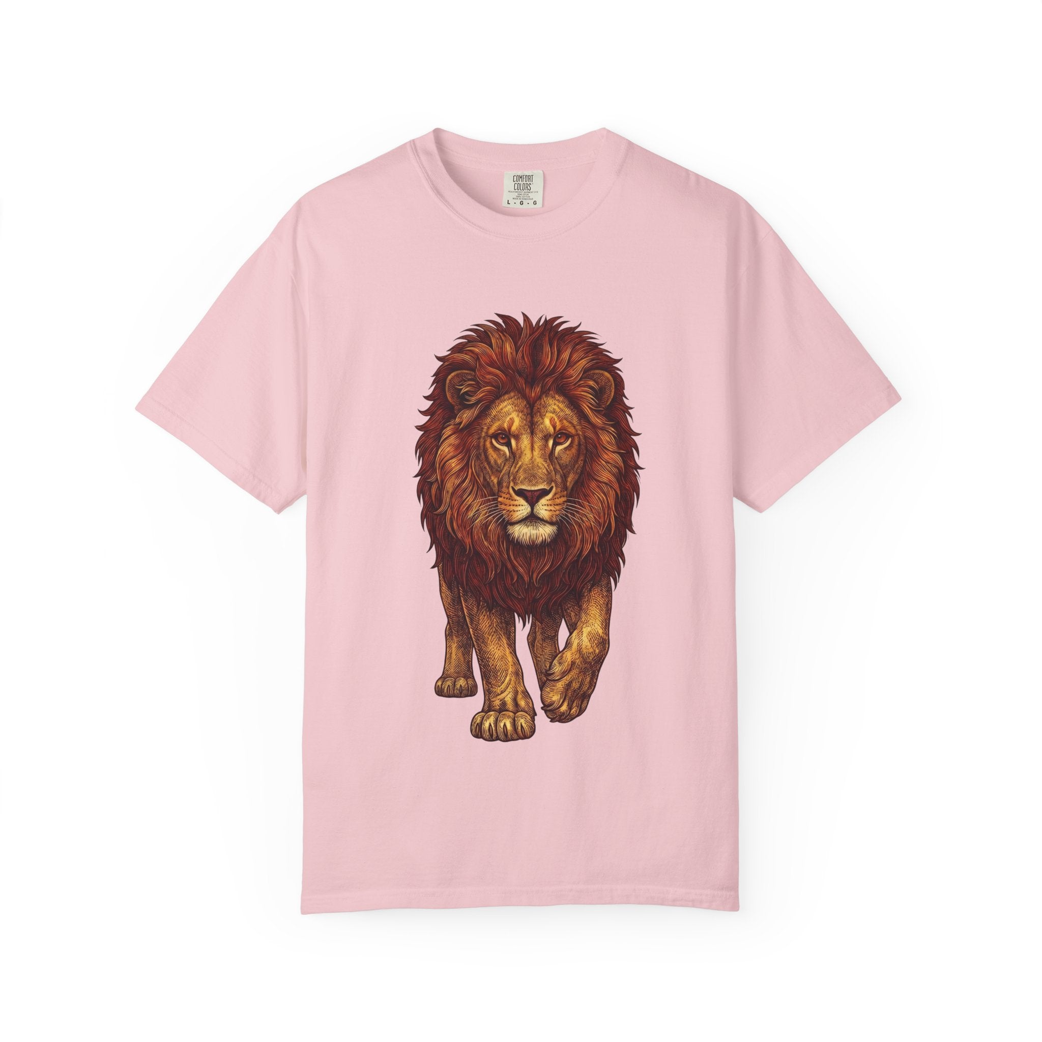 Lion Illustration T-Shirt — Majestic Walking Lion Graphic Tee