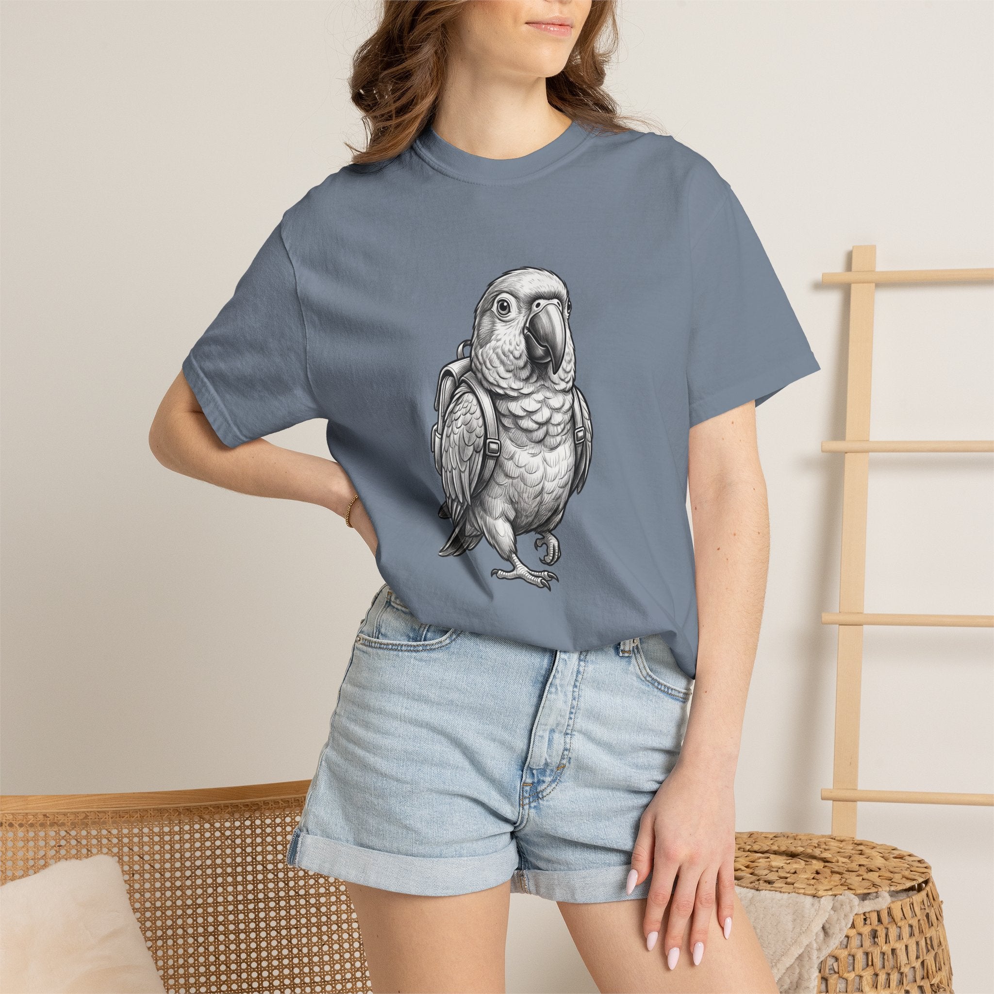African Grey Parrot T-Shirt — Realistic Bird Illustration Shirt